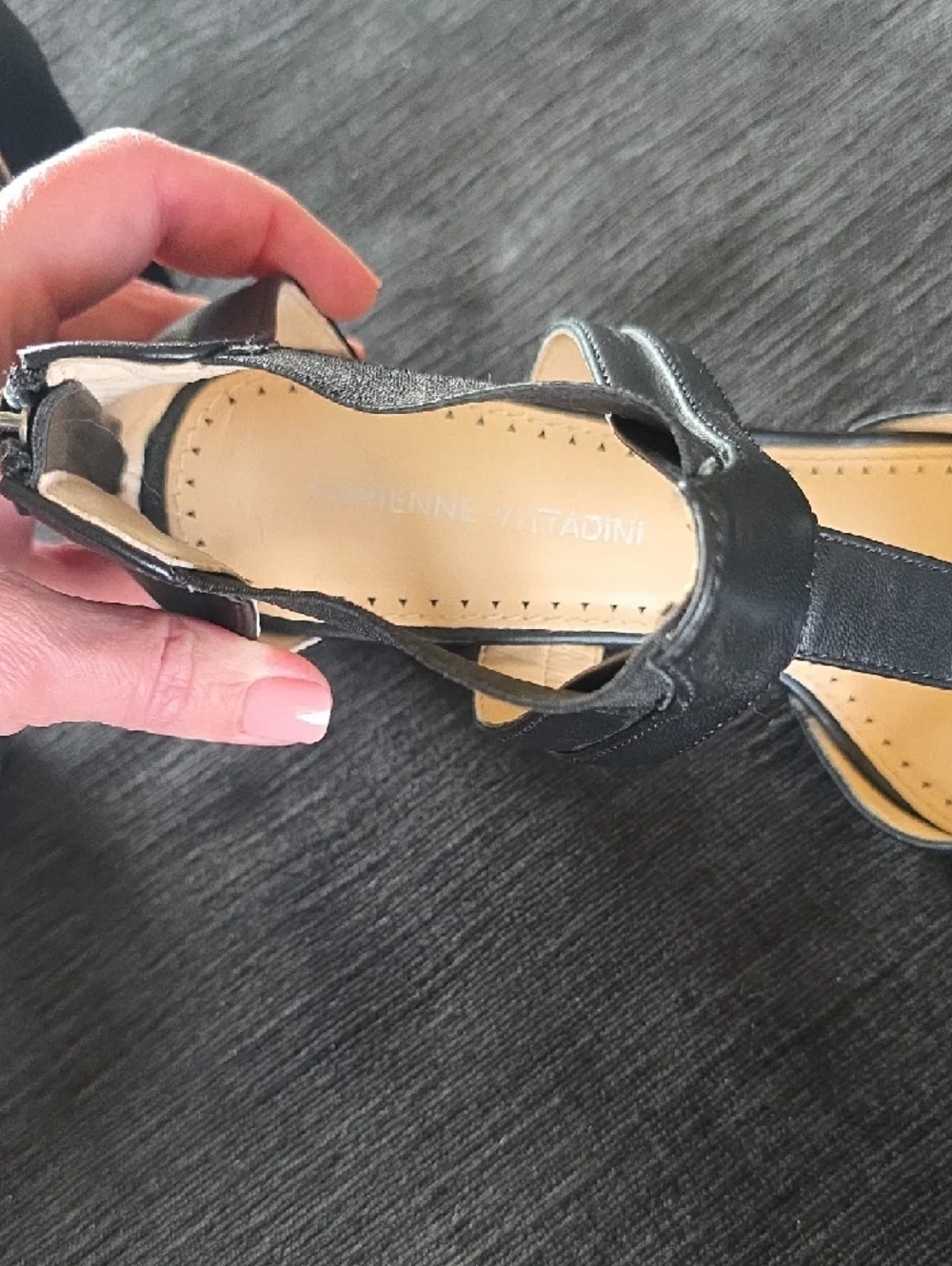 Adrienne Vittadini Black Strappy Pointed Block Heel Pumps - Picture 7 of 7